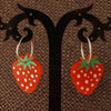 Sterling Silver Hoop Earrings - Strawberry